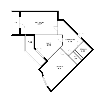2-к квартира 70кв.м 