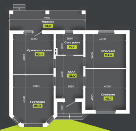 Дом 91кв.м с террасой в пос.Дружелюбный