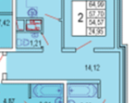 2-к квартира 64,99кв.м